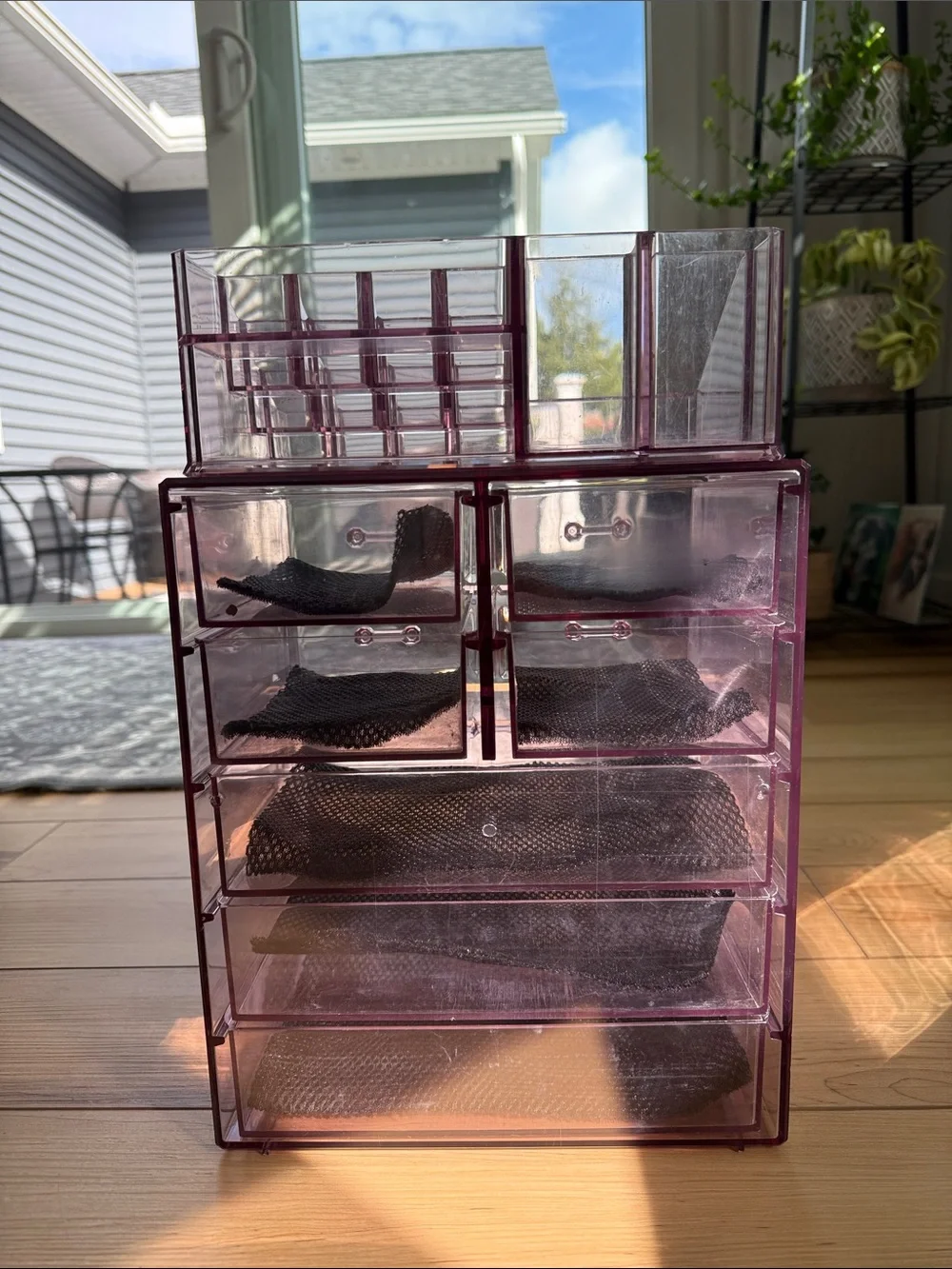 Clear Purple Makeup and Jewelry Organizer Drawer System